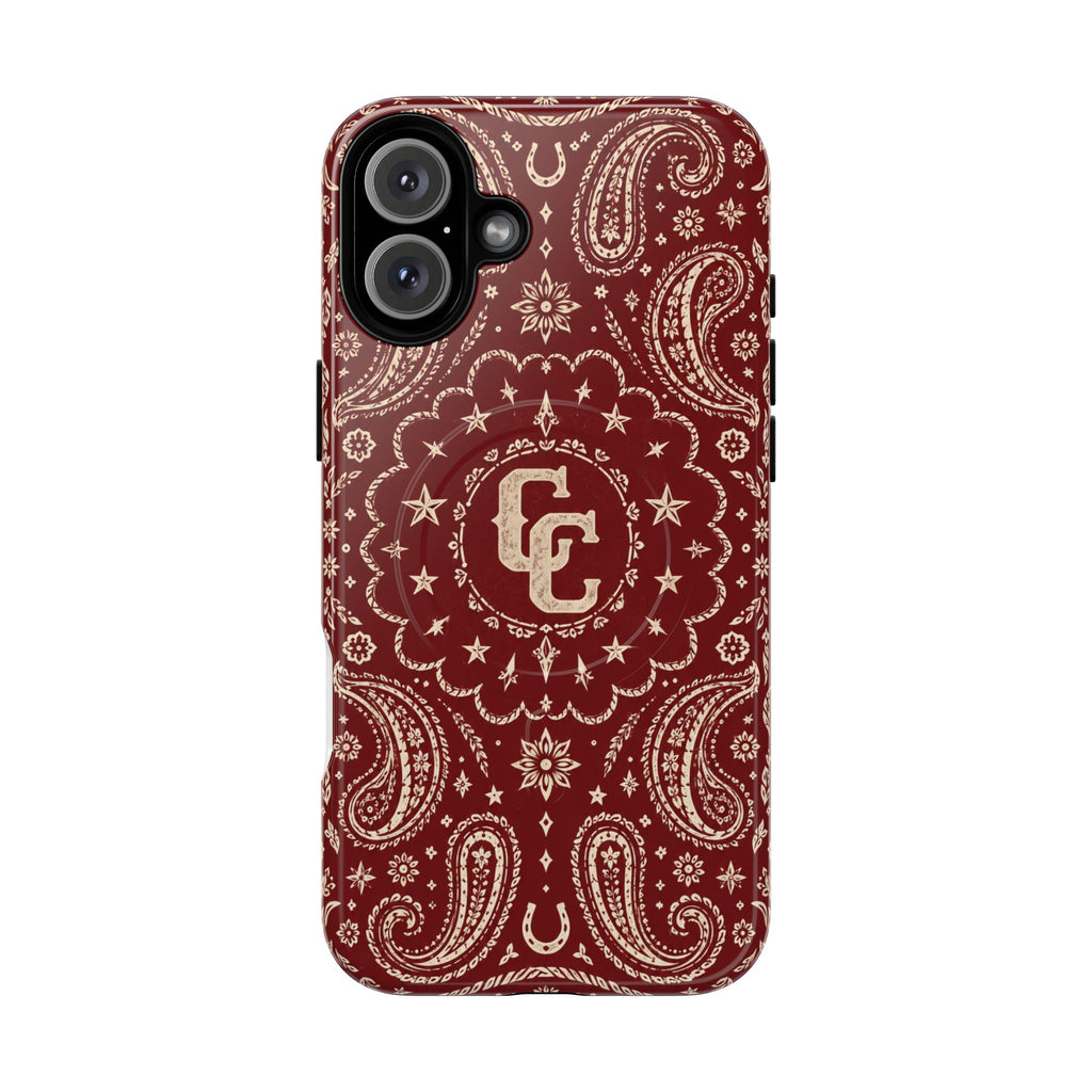 Burgundy Paisley Magnetic Tough Phone Case — Cowboy Culture product view