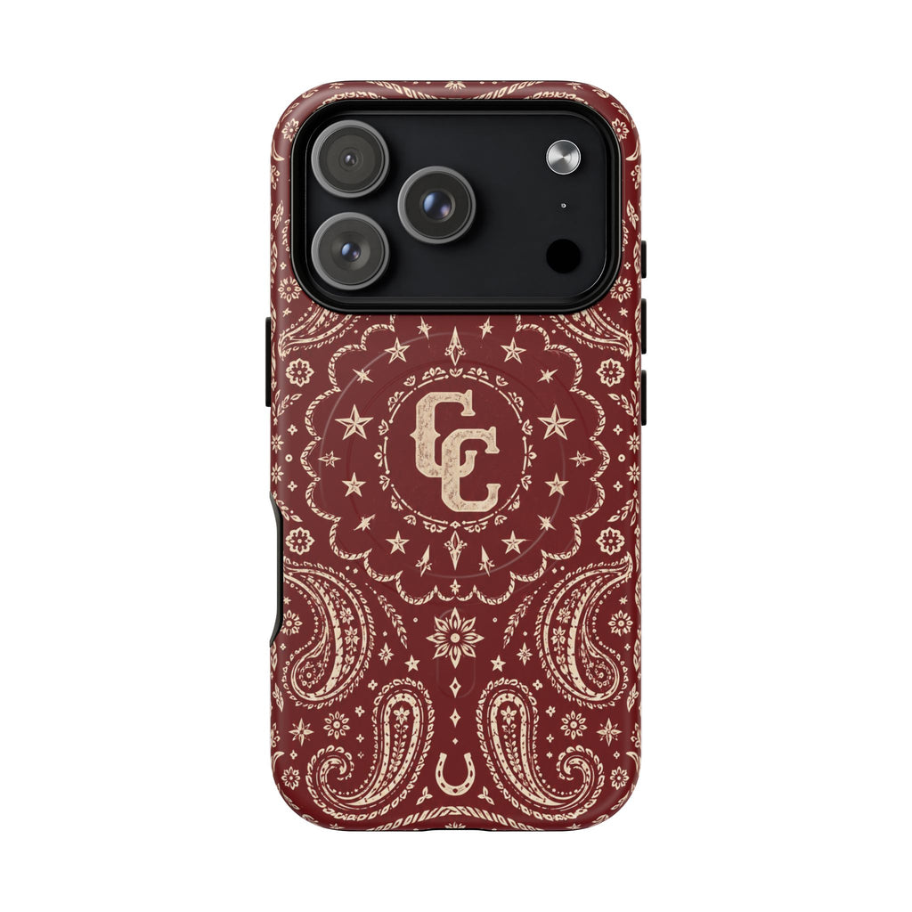Burgundy Paisley Magnetic Tough Phone Case — Cowboy Culture product view