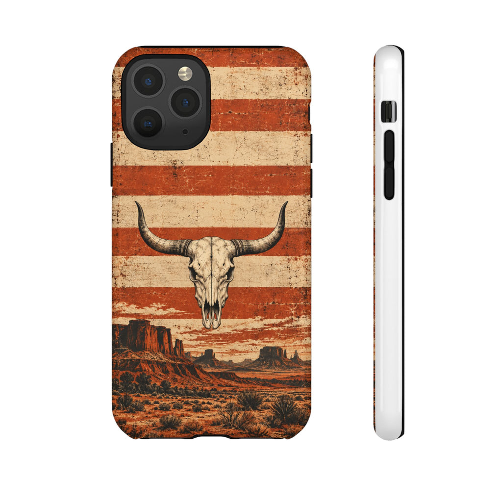Western Longhorn Skull Tough Phone Case — Cowboy Culture product view