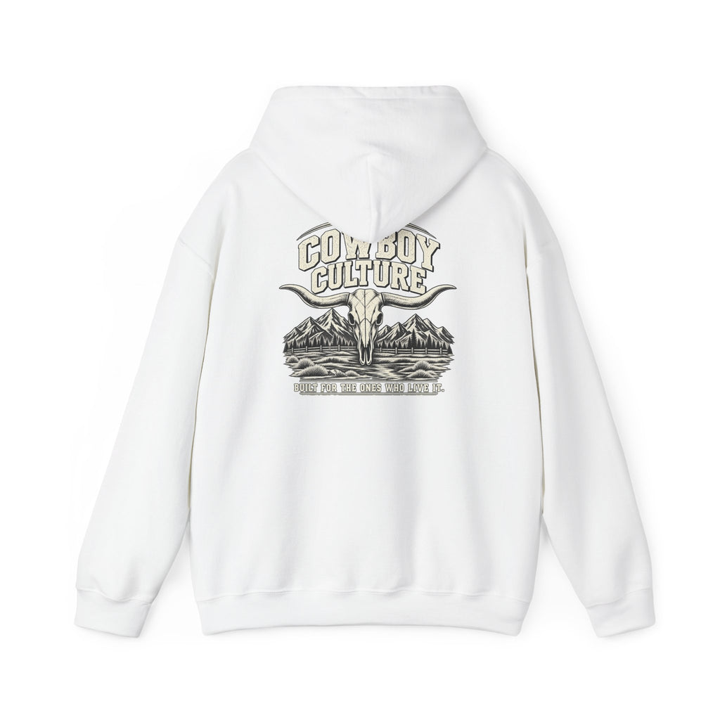 Cowboy Culture Mountain Skull western hoodie — product view