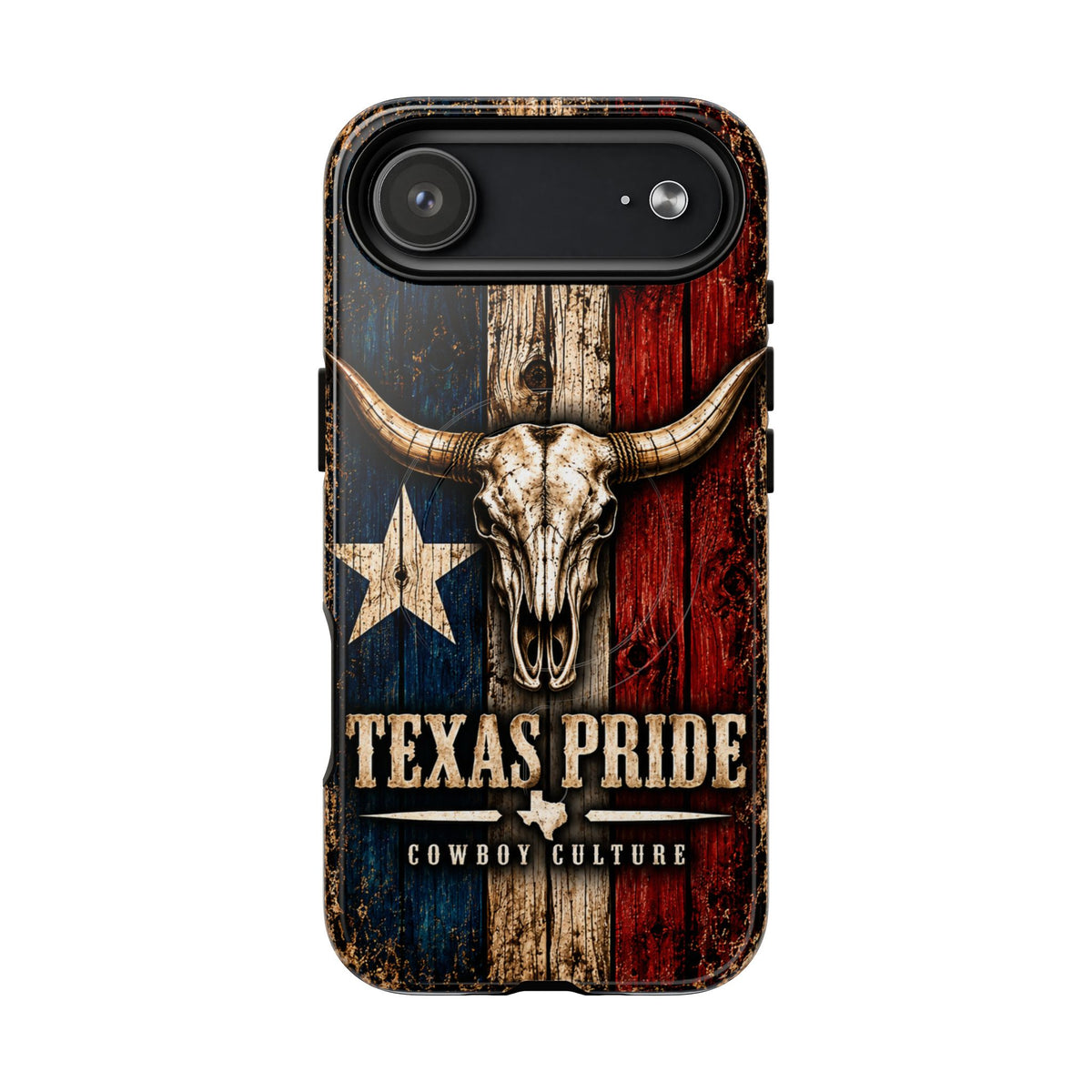 Cowboy Culture Texas Pride magnetic phone case with Texas flag and longhorn skull artwork
